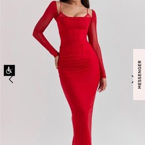 House of CB ‘Katarina’ Scarlet Long Sleeve Maxi Dress